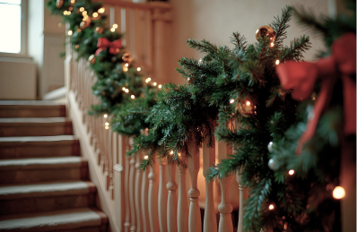 Украшаем лестницу к Новому году